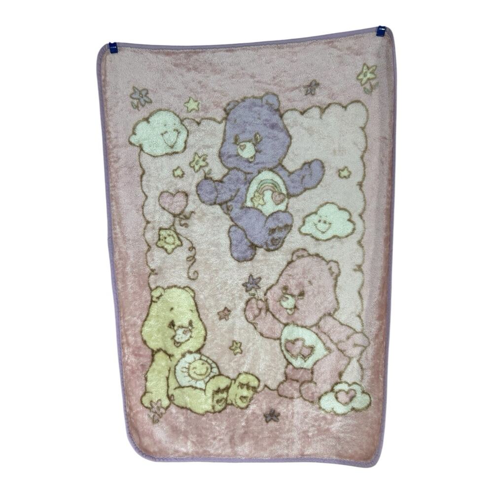 Care Bears Baby Blanket Love A Lot Rainbow Funshine Friend Pink Purple 2007